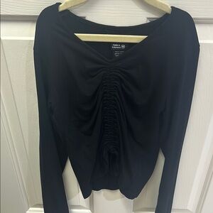 Black Ruched Long Sleeve Shirt